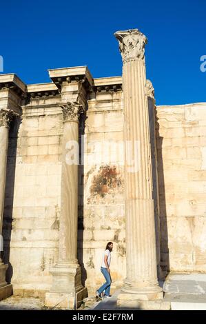 Griechenland, Athen, Hadrians Bibliothek im Stadtteil Monastiraki, angehoben auf 132 des Roman Emperor Hadrian Stockfoto