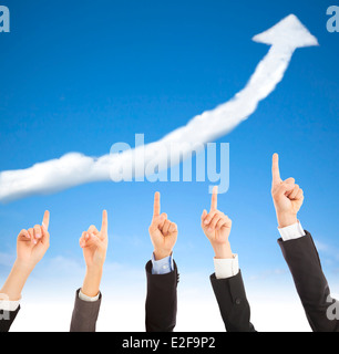 Business-Leute zeigen die gute Bestandssituation marketing Stockfoto