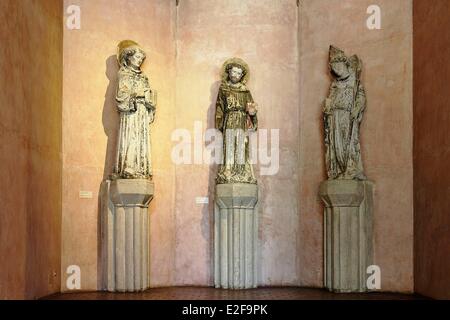Frankreich Haute Garonne Toulouse Musée des Augustins ND De La Pitie Kapelle gotische Skulpturen des Hl. Antonius von Padua Hl. Franziskus Stockfoto