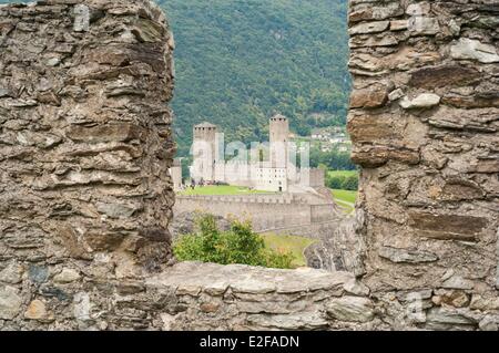 Schweiz, Tessin, Bellinzona auf UNESCO Welterbe, die Burgen aufgeführt Stockfoto