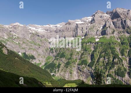 Frankreich, Haute-Savoie, Giffre Tal, Wandern bis zur Vogealle-Hütte Stockfoto