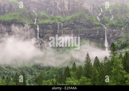 Frankreich, Haute-Savoie, Giffre Tal klassifiziert Sixt Fer ein Cheval, Cirque du Fer ein Cheval Grand Site de France Stockfoto