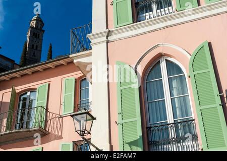 Schweiz, Ticino, Lugano, Morcote, Gesamtansicht Stockfoto