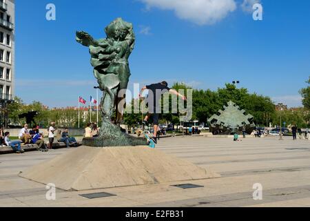 Historische Stätte Frankreich Rhone Lyon aufgeführt als Weltkulturerbe durch die UNESCO Platz Louis Pradel Bildnisse von Louis Pradel und Louise Stockfoto