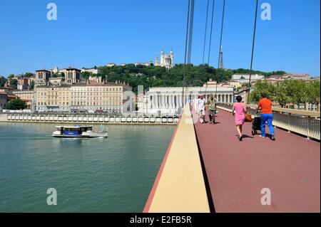 Frankreich Rhone Lyon historische Stätte Weltkulturerbe von UNESCO Vieux Lyon (Old Town) Steg auf der Saône Stockfoto