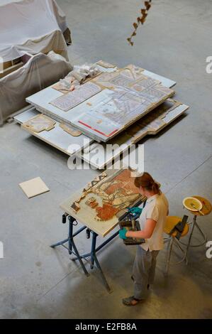 Frankreich, Rhone, Saint Romain de Gal, Gallo-römische Museum von Saint-Romain-En-Gal Mosaiken Restaurierungswerkstatt Stockfoto