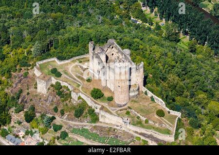 Frankreich Aveyron Najac gekennzeichnet Les Plus Beaux Dörfer de France (die schönsten Dörfer Frankreichs) die Burg (Luftbild) Stockfoto