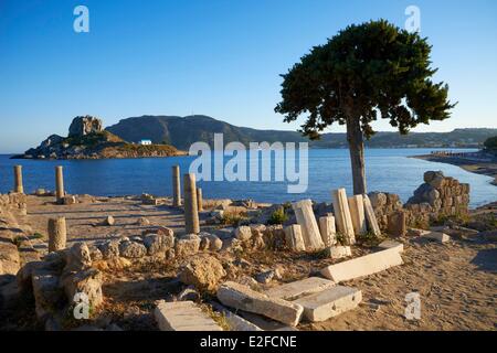 Griechenland, Dodekanes Insel Kos, Kefalos Bucht Agios Stefanos Kirchenruinen Stockfoto