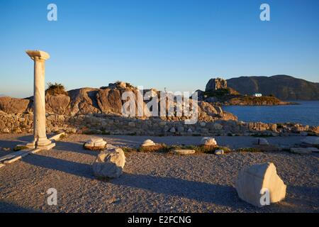 Griechenland, Dodekanes Insel Kos, Kefalos Bucht Agios Stefanos Kirchenruinen Stockfoto