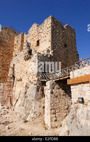 Jordan Ajilun Gouvernement Ajlun Ajlun Burg oder arabischen Festung von Rabah gebaut im Jahre 1148 unter Saladin, Kreuzfahrer Touristen zu widerstehen Stockfoto