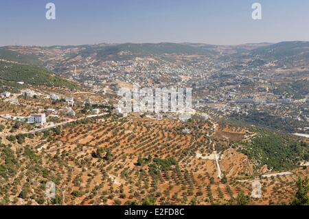 Jordan, Ajilun Governorate, Ajlun, Blick von der Burg Ajlun Stockfoto