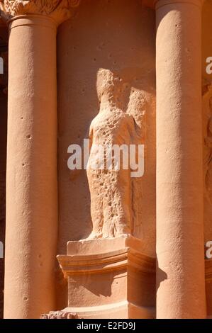 Jordan Maan Governorate nabatäische archäologische Stätte von Petra als Weltkulturerbe der UNESCO aufgeführt Khazneh Skulptur auf der Stockfoto