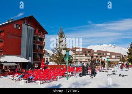 Skigebiet von Les Deux Alpes-Frankreich, Isere, Oisans massiv Stockfoto