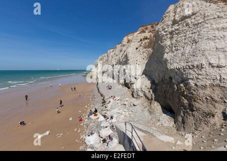 Frankreich, Pas de Calais, Côte Opale, Parc Naturel regional des Caps et Marais Opale, Cap Blanc Nez, Kalksteinfelsen Stockfoto