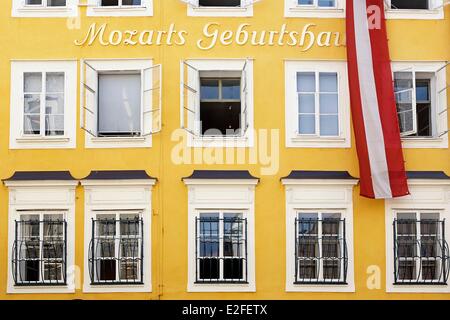 Österreich, Salzburg, Altstadt Weltkulturerbe der UNESCO, native Haus von Mozart (Mozarts erst) Stockfoto