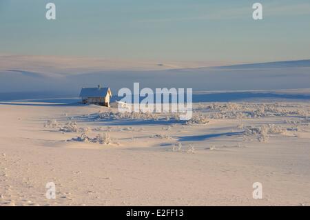 Norwegen, Finnmark County, Varanger-Halbinsel, Berlevag, Winter, Polarnacht Stockfoto