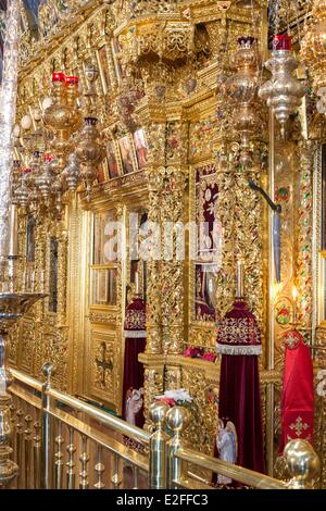 Zypern Troodos Gebirge Kykko orthodoxe Kloster (Panagia Tou Kykkou) basierte Ont 11. Jahrhundert mit Ikonen der Ikonostase der Stockfoto