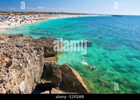 Italien, Sardinien, Oristano Provinz, Sinis-Halbinsel, weißen sandigen Strand von ist Arutas Stockfoto