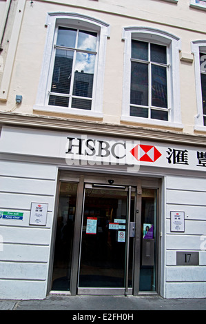 Außenseite der HSBC Bank, Chinatown, West End, City of Westminster, London, England, Vereinigtes Königreich Stockfoto