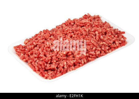 isolierte rohem Hackfleisch auf weißen Teller Stockfoto