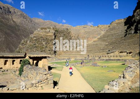 Peru, Cuzco Provinz, Inkas Heiliges Tal, Ollantaytambo Inka-Stätte Stockfoto