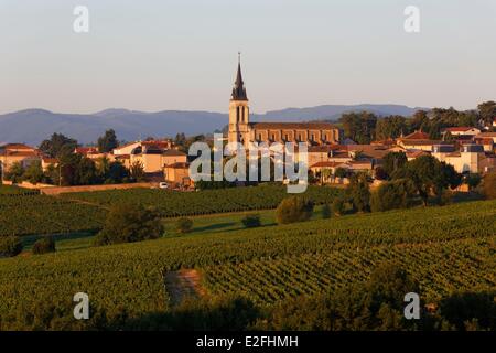 Frankreich, Rhone, Fleurie Dorf, AOC Beaujolais Weinberg Stockfoto