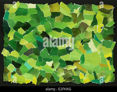 Grüne Textur aus vielen zerrissenes Papier hergestellt Stockfoto