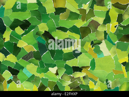 Grüne Textur aus vielen zerrissenes Papier hergestellt Stockfoto