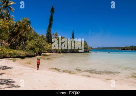 Frankreich, Neu-Kaledonien, Loyalität Insel Lifou Insel oder Drehu, südlich der Insel, Teil Luengoni Bucht und Strand Stockfoto