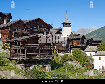 Schweiz, Kanton Wallis, Grimentz, Grimentz Dorf im Sommer Stockfoto