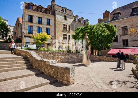 Frankreich Dordogne Périgord Pourpre Bergerac Cyrano de Bergerac Statue von Mauro Corda 2005 im oberen Teil der Ort Pelissiere Stockfoto