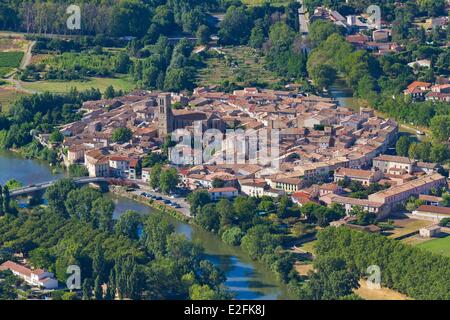 Frankreich, Aude, Trebes, Canal du Midi als Weltkulturerbe von der UNESCO (Luftbild) aufgeführt Stockfoto