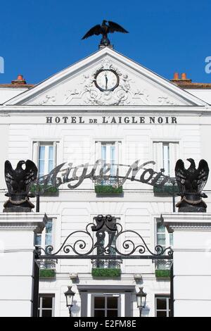 Frankreich Seine et Marne Fontainebleau Fassade des Hotel de l'Aigle Noir befindet sich im Ort Napoleon (Napoleon Quadrat) Stockfoto