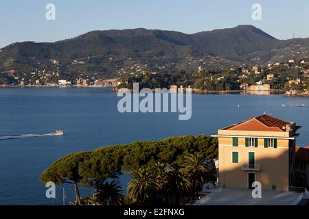 Italien Ligurien Rapallo Golfo del Tigullio Bay-Blick vom Hotel Bristol Stockfoto