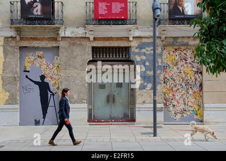 Spanien Andalusien Costa del Sol Malaga Soho Viertel Barrio de Las Artes (Arts District) Maus Straße Kunst Wandgemälde von Pejac in der Calle Stockfoto