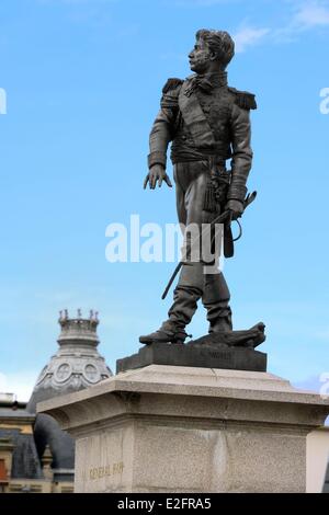 Frankreich Haut Rhin Elsass Wein Route Colmar Place Rapp Rapp Monument im Jahre 1854 von Auguste Bartholdi realisiert Stockfoto