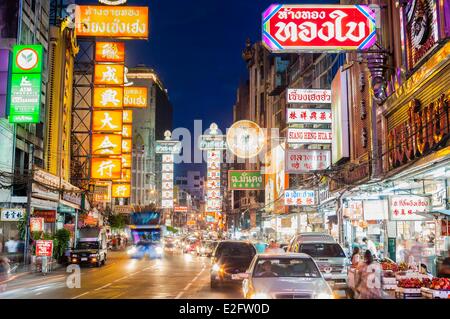 Thailand Bangkok Samphanthawong Viertel Chinatown in der Abenddämmerung Stockfoto