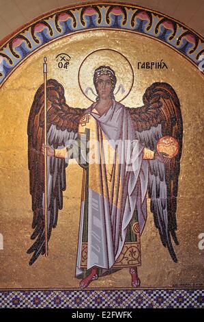 Zypern Nicosia Bezirk Kykkos Kloster Korridor von Mosaiken Mosaik mit Erzengel Gabriel Stockfoto