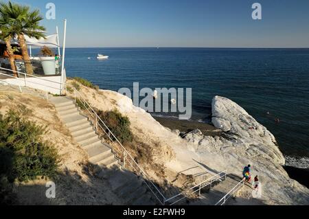 Zypern Larnaca Governors Beach Treppe zum Strand Stockfoto