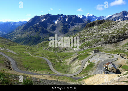 Frankreich Hautes Alpes Col du Galibier (2642m) mit dem Auto von der Lautaret Stockfoto