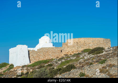 Griechenland Kykladen Inseln Sikinos Insel Chora Kastro Siedlung die 18. Jahrhundert Kloster Zoodochos Pigi Stockfoto