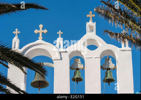 Griechenland Kykladen Inseln Sikinos Insel Chora-Kirche von Kastro-Siedlung Stockfoto