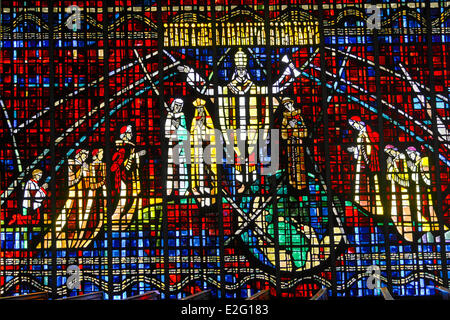 Marokko Casablanca Bezirk Habous Kirche Notre-Dame de Lourdes errichtet von dem Architekten Achille Dangleterre 1954 ausführlich über Stockfoto