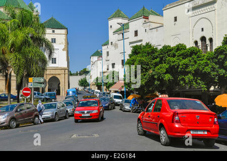 Marokko Casablanca Bezirk Habous Gebäude Mahkama Verwaltungsgebäude errichtet von dem Architekten Auguste Cadet im Jahre 1941 Stockfoto