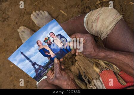 Papua-Neu-Guinea Highands Hela Provinz Tari Region Sabla Stamm Kobe Tumbiali Dorf mit Bild von Lido Tänzer in Papua Stockfoto