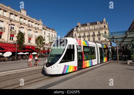 Frankreich-Maine et Loire Angers tram auf dem Platz der Rallye in der Innenstadt Stockfoto