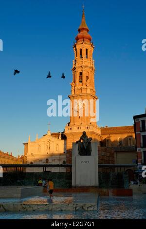 Spanien Aragon Zaragoza Plaza del Pilar La Seo Kathedrale San Salvador Stockfoto