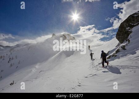 Italien-Aosta Tal Gran Paradiso Skitouren auf Punta Croce (2478m) Stockfoto