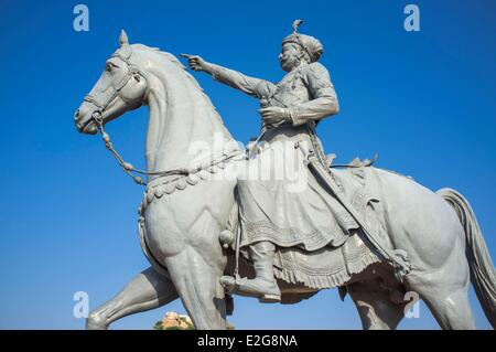 Indien Rajasthan State Jodhpur Reiterstatue von Rao Jodha Ji Gründer von Jodhpur Stockfoto