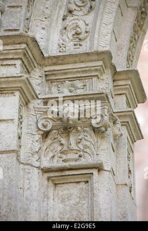 Frankreich Haute Garonne Toulouse Basilika Saint-Sernin außen Detaillierungsgrad der Eingang Schleppdach Stockfoto